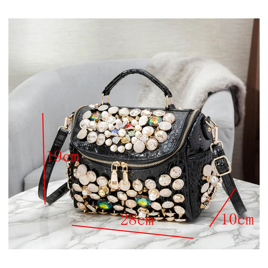 Luxury Black Handmade Bucket Shoulder Bag
