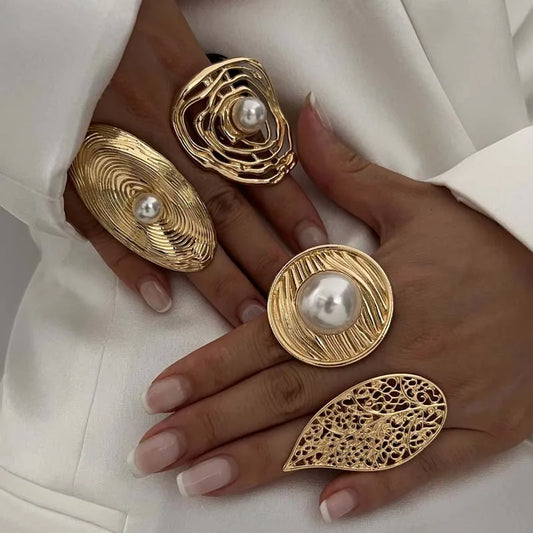 Pearl Flower Statement Ring
