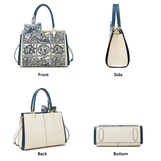 FOXER Embroidered Leather Tote Bag