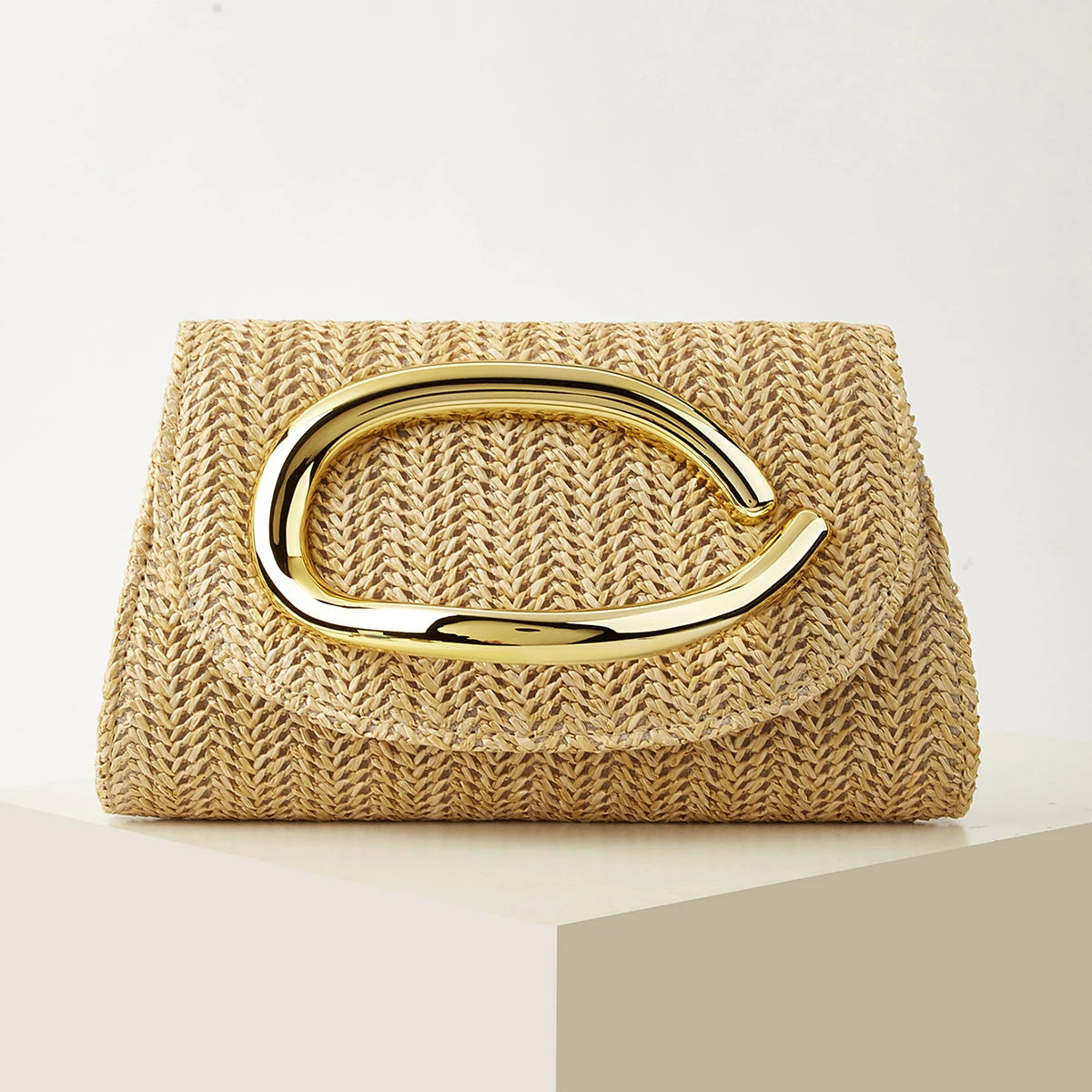 Woven Clutch Bag with Flap