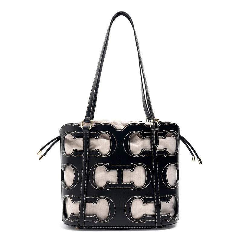 CH Tote Bag Cutout Logo Large Capacity Drawstring Shoulder Handbag Luxury brand designer Hollow Out Fashion Bucket Bag