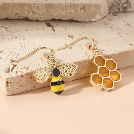 2 Pieces Insect Yellow Bee Earrings