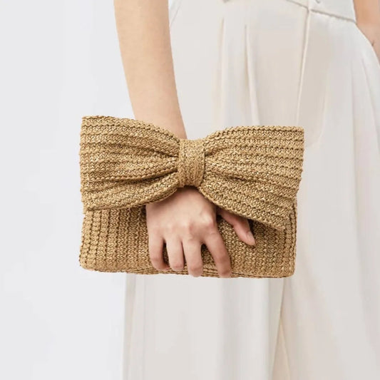 Bowknot Straw Woven Handbag