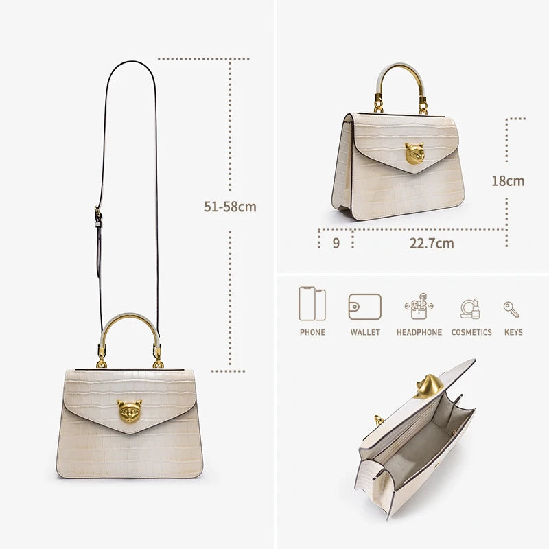 Crocodile Leather Top Handle Bag
