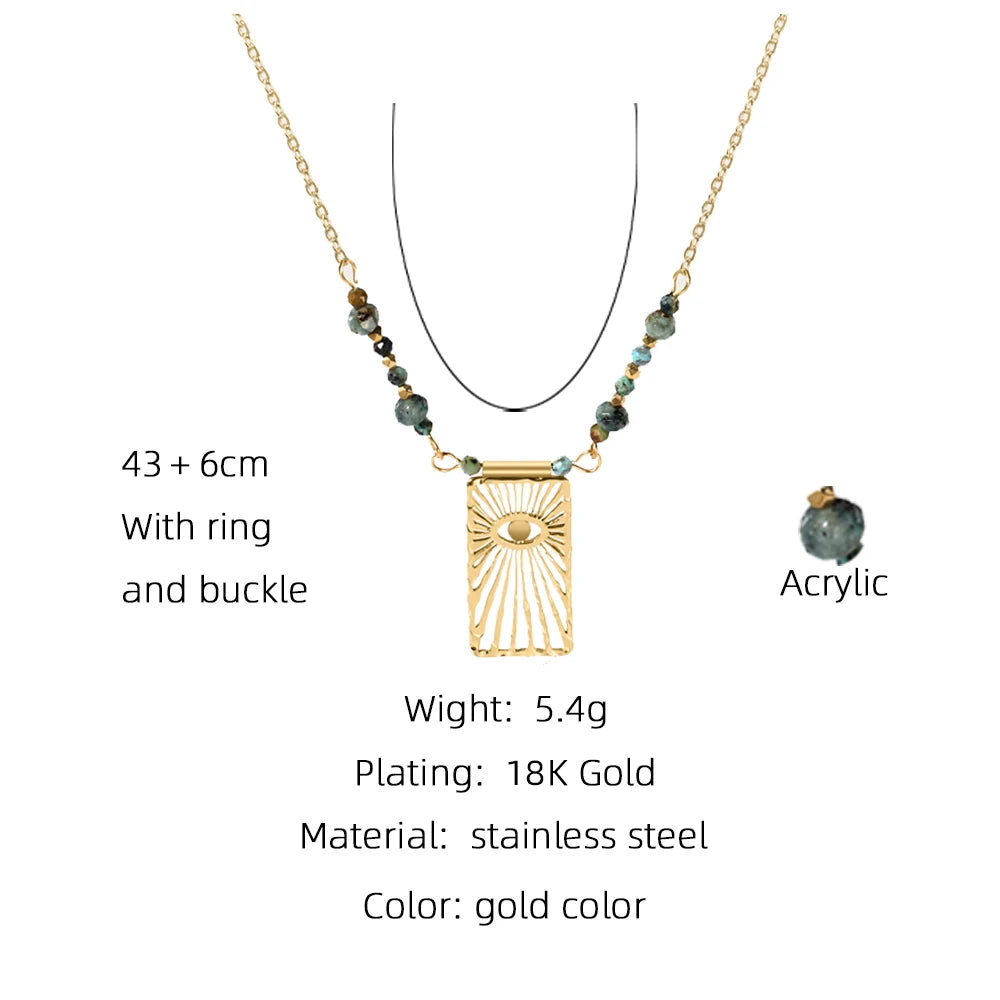 Turquoise Eye Bead & Chain Necklace