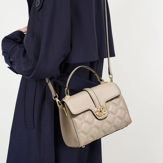 FOXER Quilted Genuine Leather Crossbody Bag