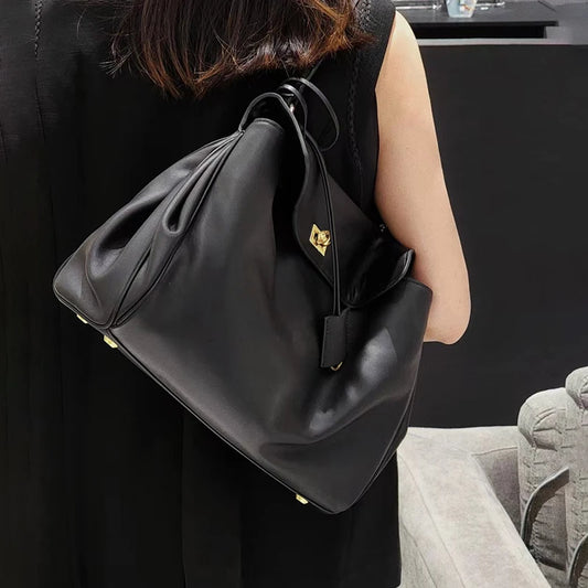 Leather Top Handle Tote Bag