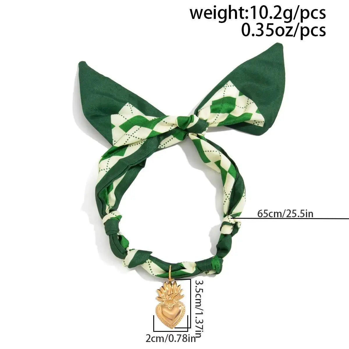 Green Heart Ribbon Necklace