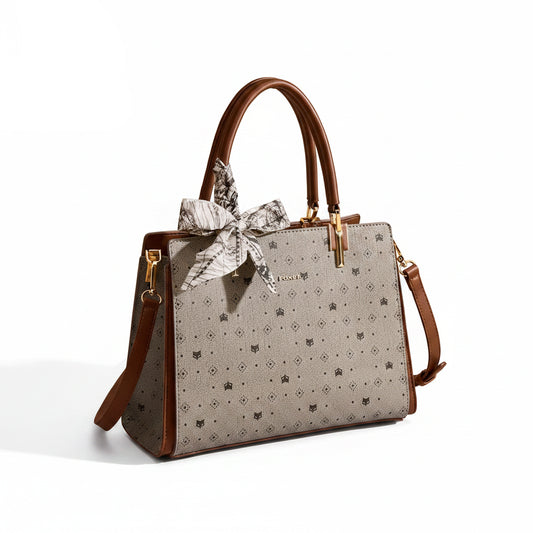FOXER Monogram Tote Bag with Scarf