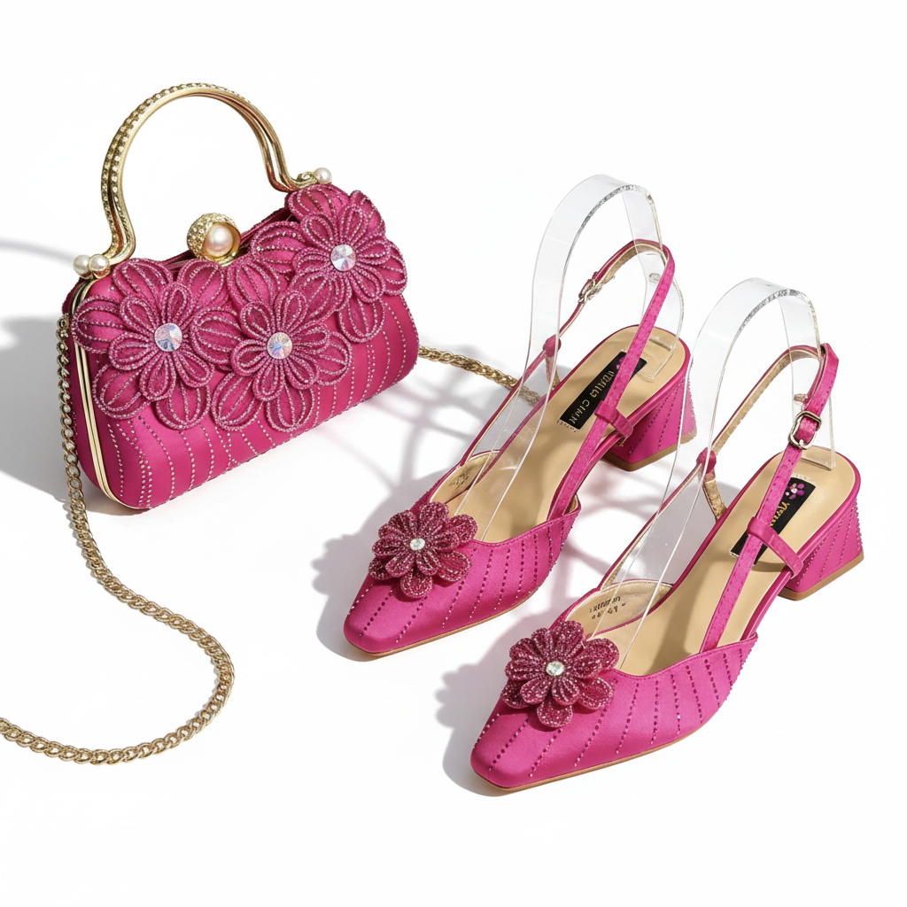 Party Shoes and Bag Heel Decoration Pure Elegant Flower