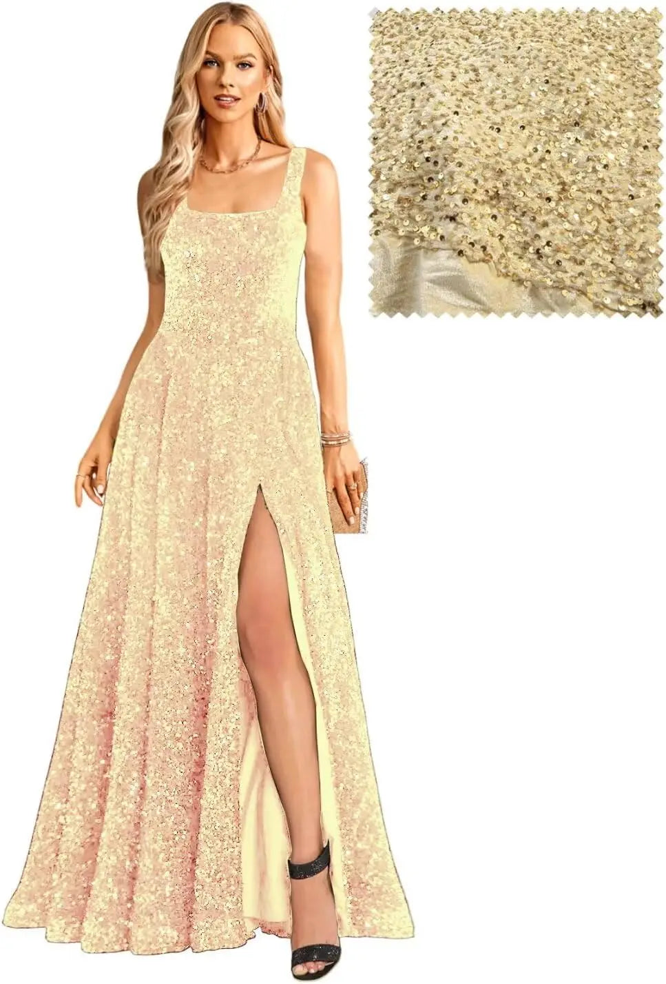 Elegant Women's Long A Line Prom Dresses with Pockets Formal Evening Ball Gowns with Sleeves Glitter Party Dress Elegant 2026