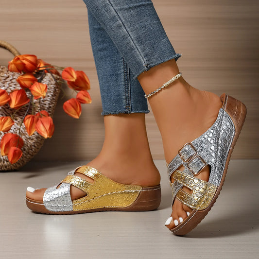 Sandals Wedge High Heels Sandals Summer Shoes Mixed Color
