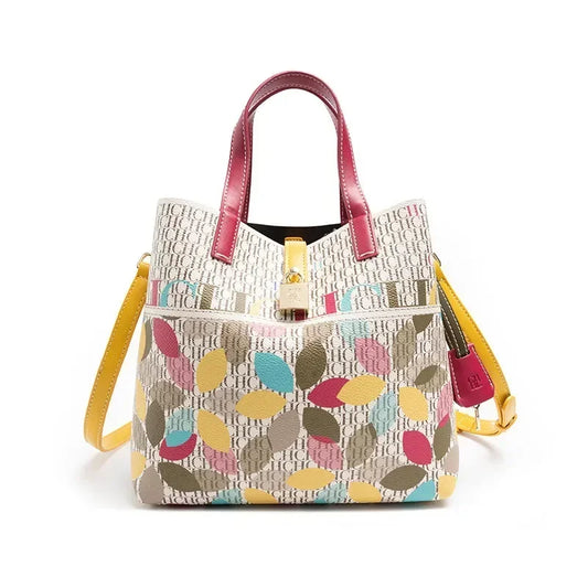 Shoulder Large Capacity Bag Exquisite Flower Printed Leather Bag