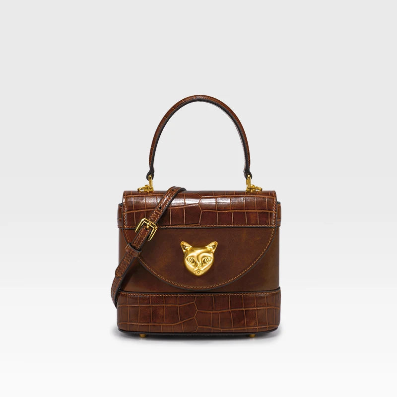 BAFELLI Crocodile Grain Cat Bucket Bag