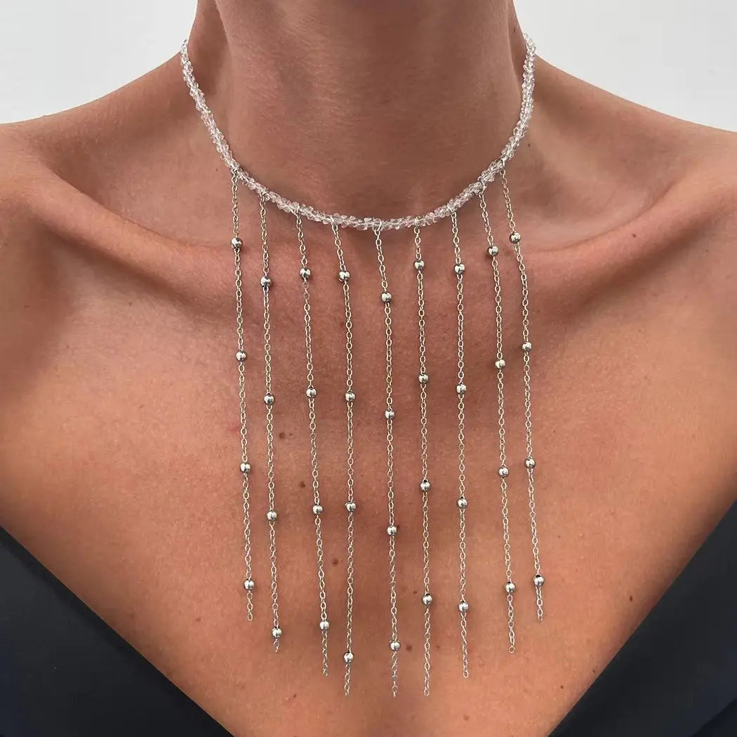 Pearl Tassel Choker Necklace