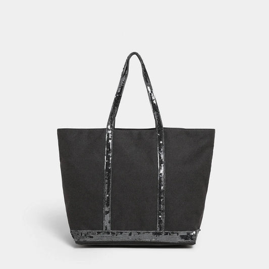 Retro Canvas Sequin Tote Bag