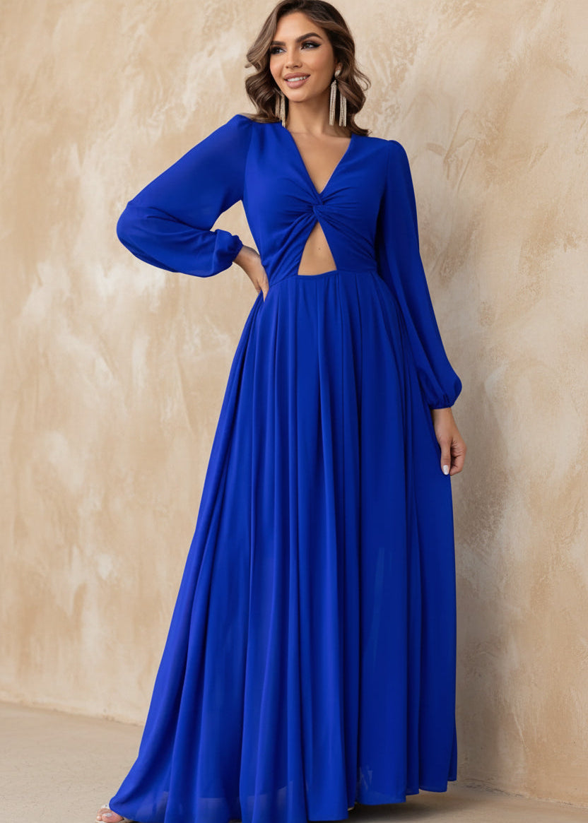Twist Front Cutout Long Sleeve Dress - TrendNest