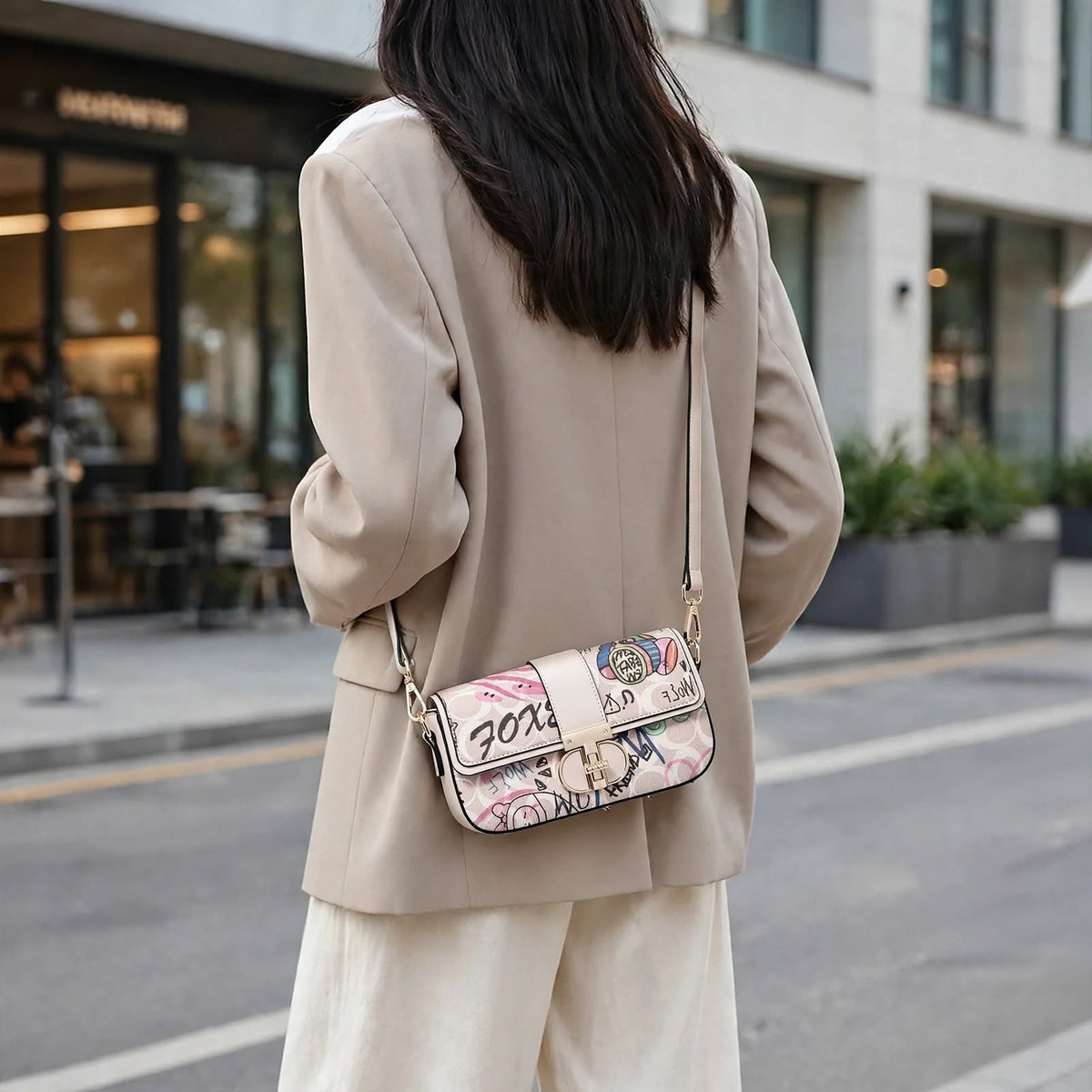 FOXER Graffiti Chain Shoulder Bag