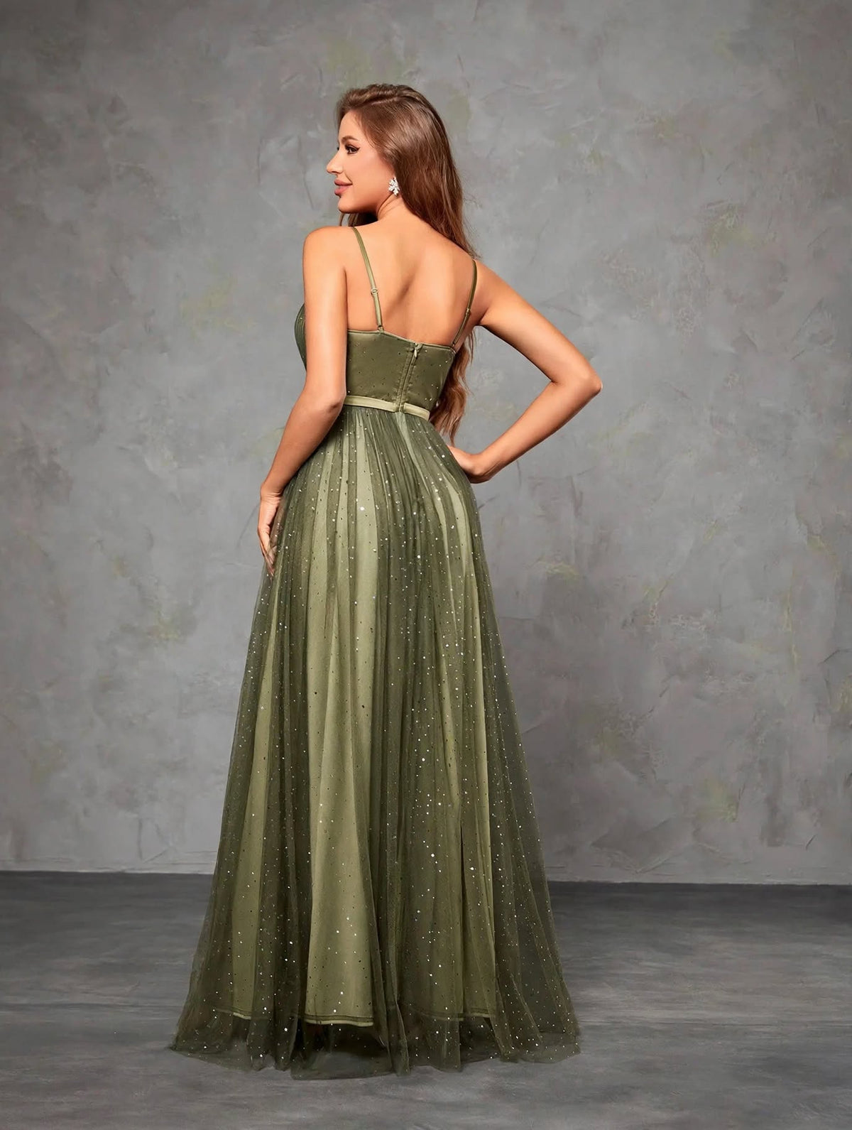 Halter Silver Sequin Evening Dress