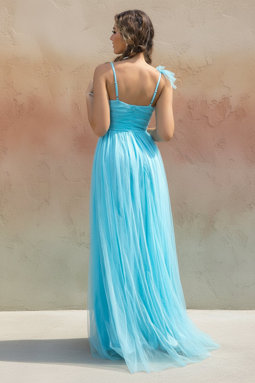 Asymmetrical Ruched Slit Dress - TrendNest