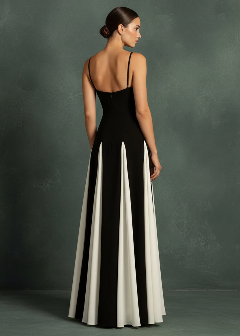 Two - Tone Flowing Maxi Dress - TrendNest