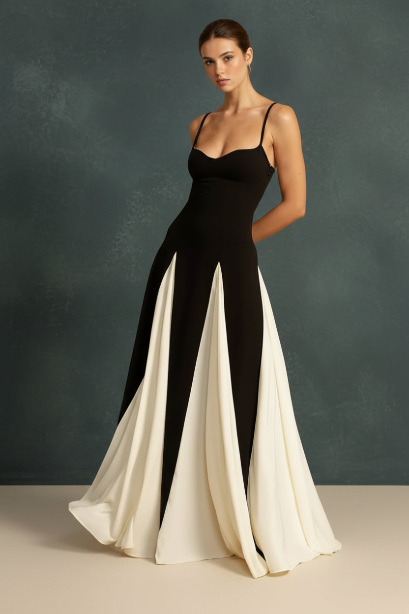 Two - Tone Flowing Maxi Dress - TrendNest