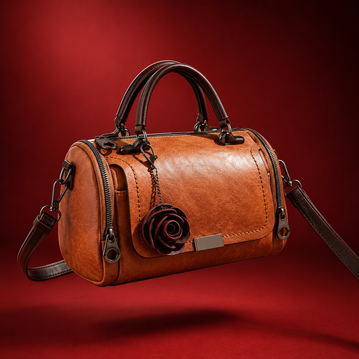 Flower Charm Boston Handbag