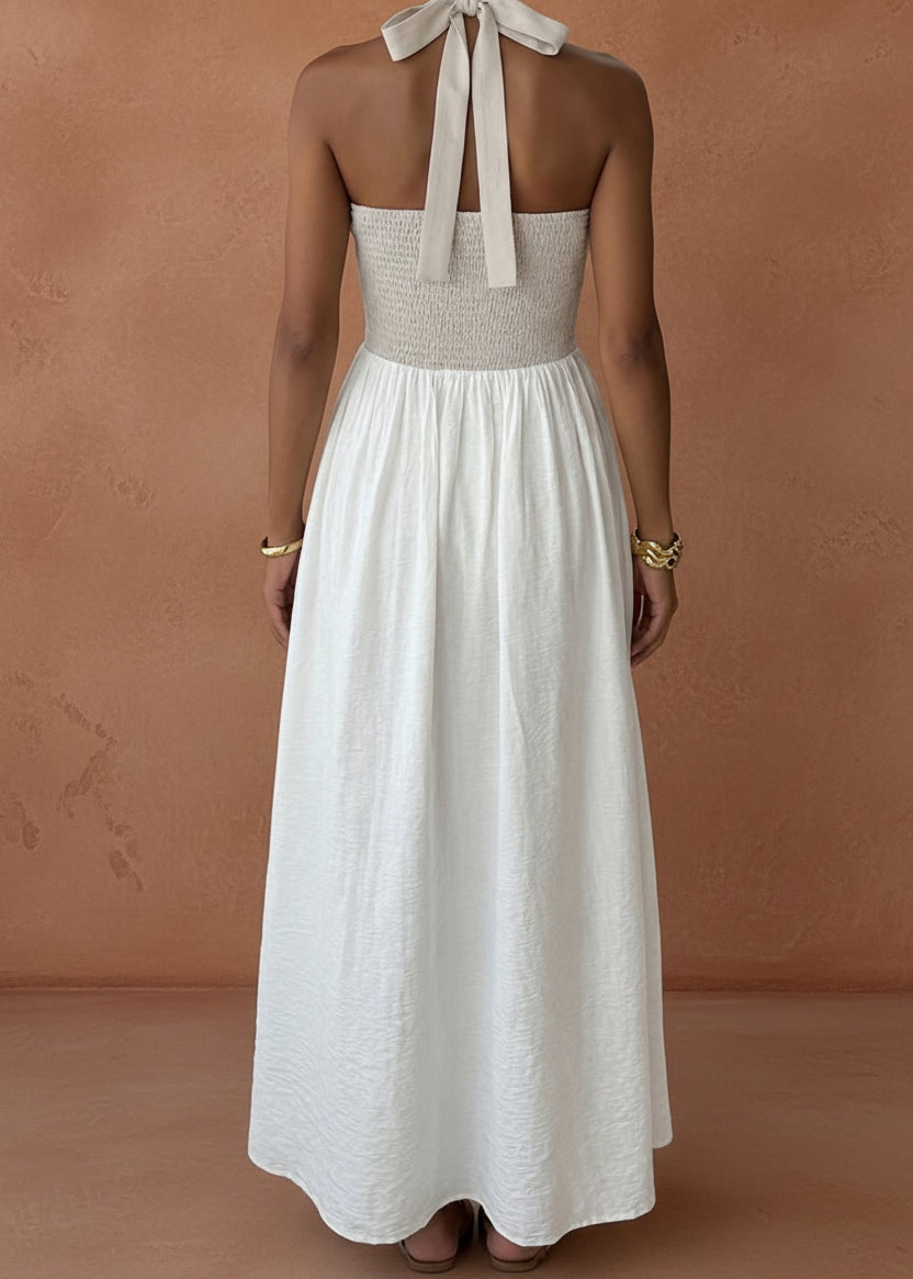 Halter Neck Two - Tone Maxi Dress - TrendNest