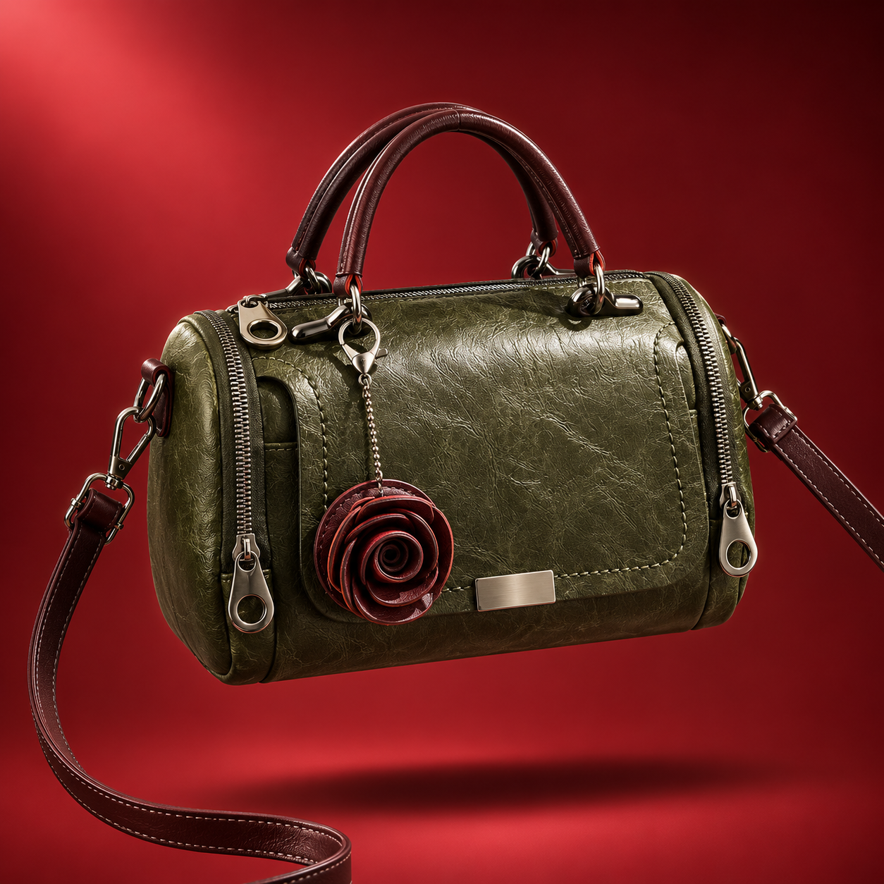 Flower Charm Boston Handbag