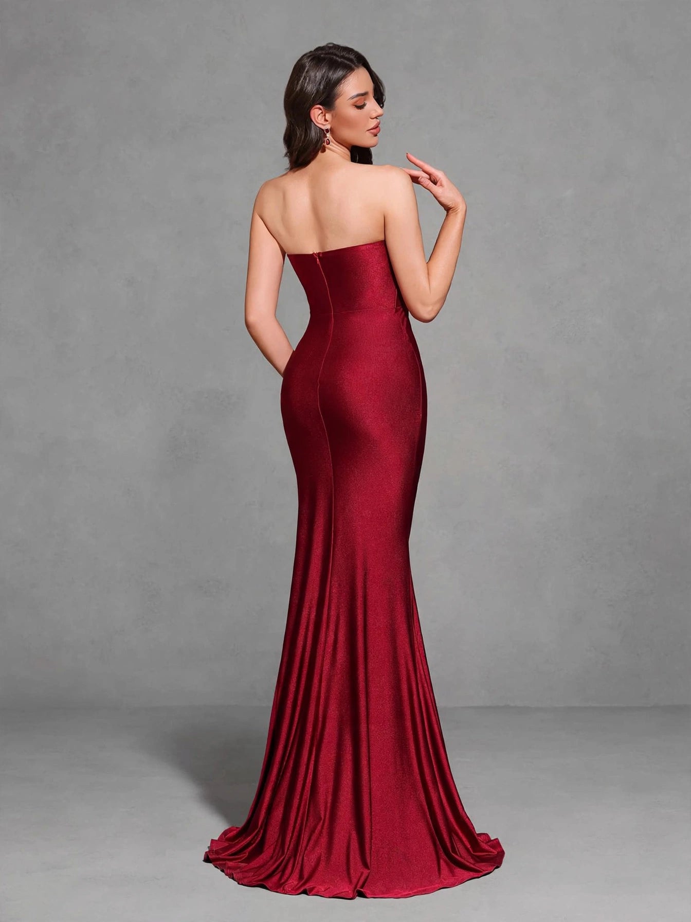 Satin Hip-length Slit Floor-length Gown, Elegant and Chic Dress