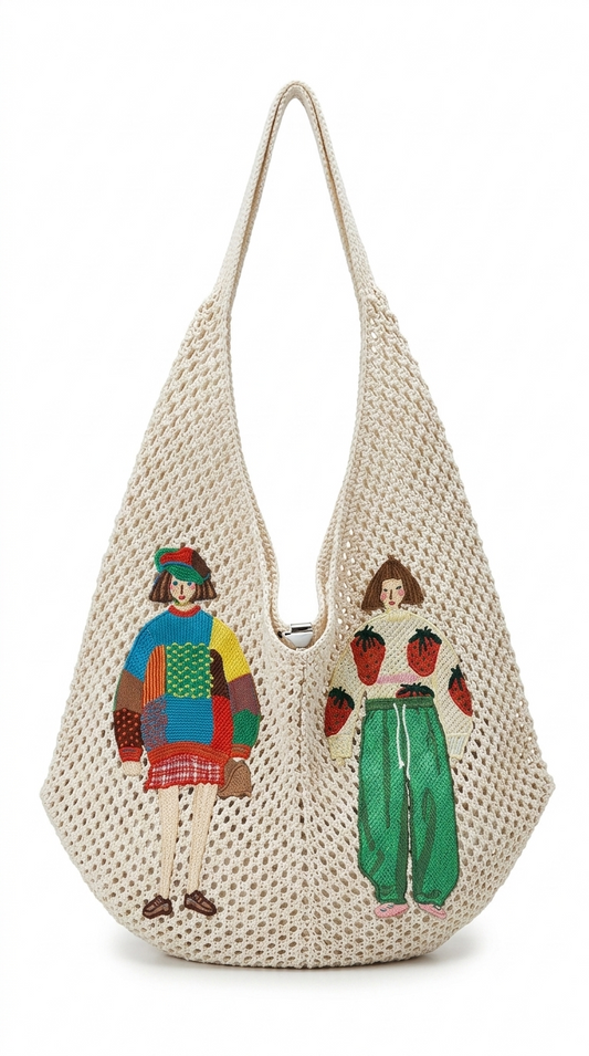 Lightweight woven shoulder bag for casual use.