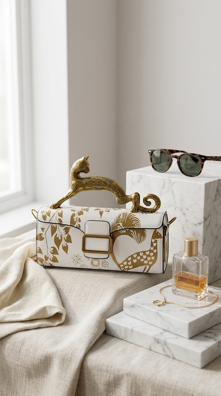 Elegant Gold Leaf Box Clutch Bag for Women
