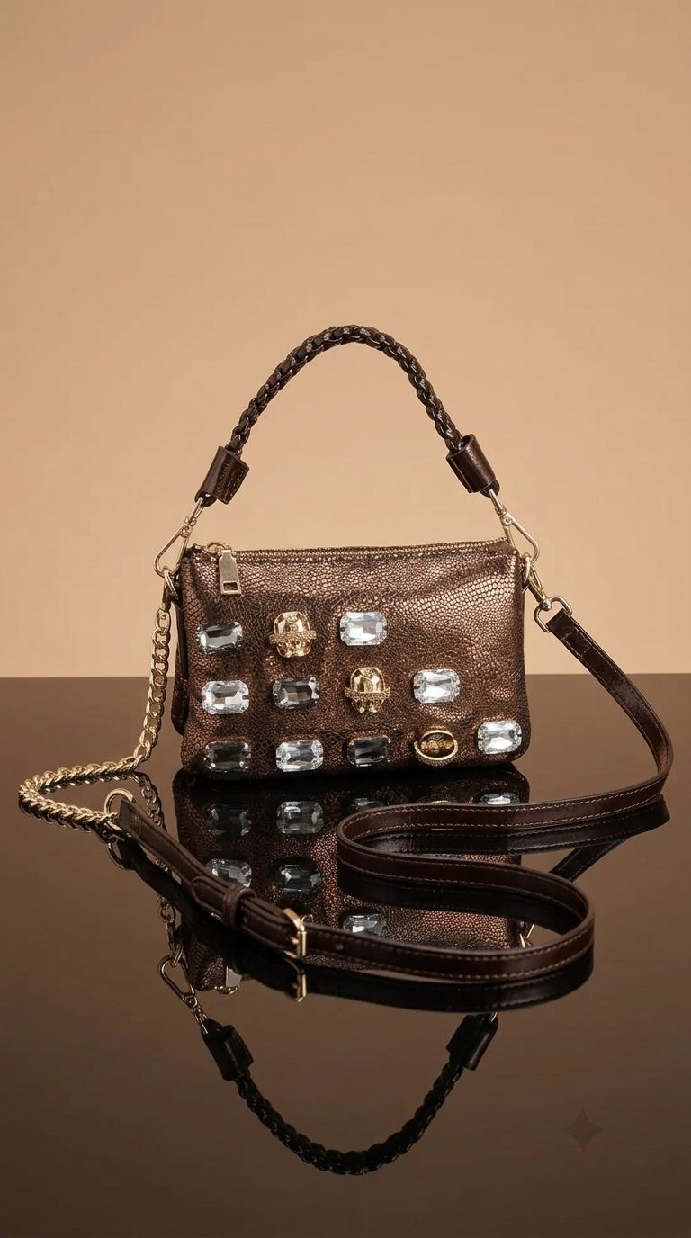 Diamond Leather Crossbody Shoulder Bag