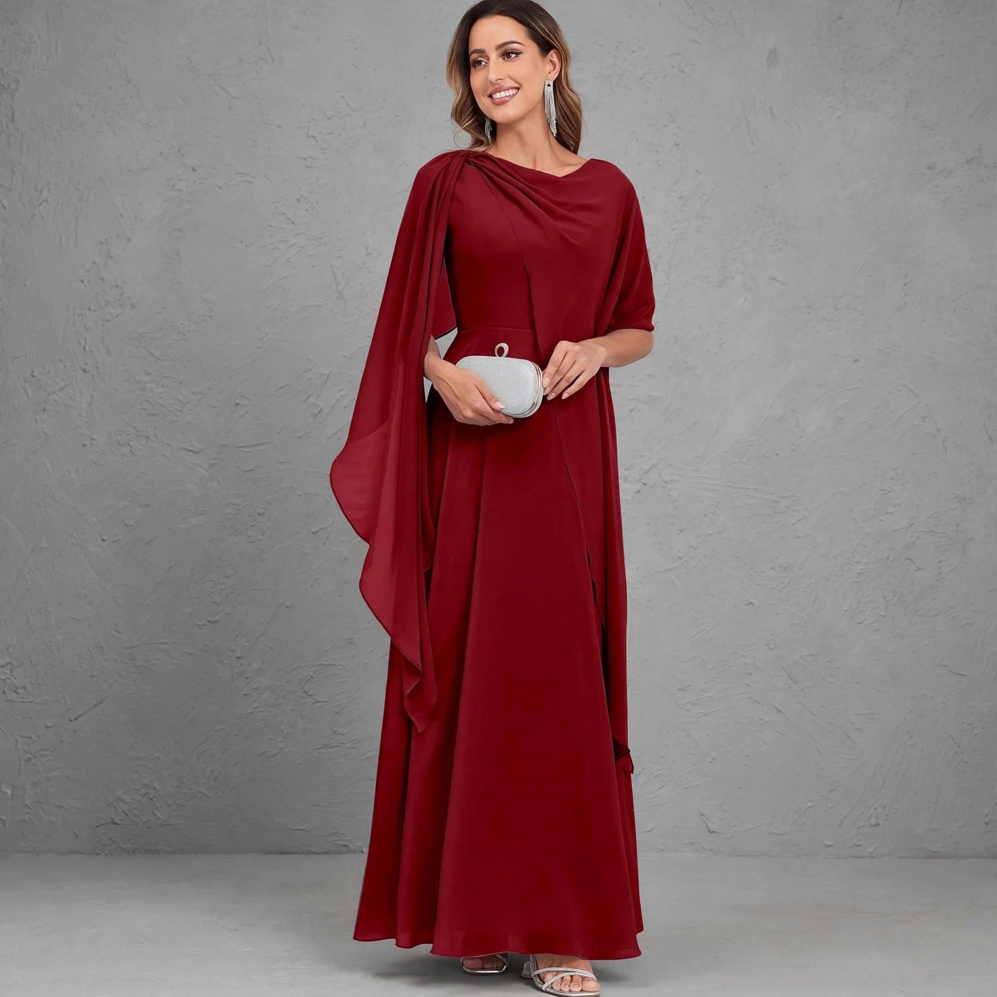 Scoop Neck Mother of the Bride Dresses Cape Shawl