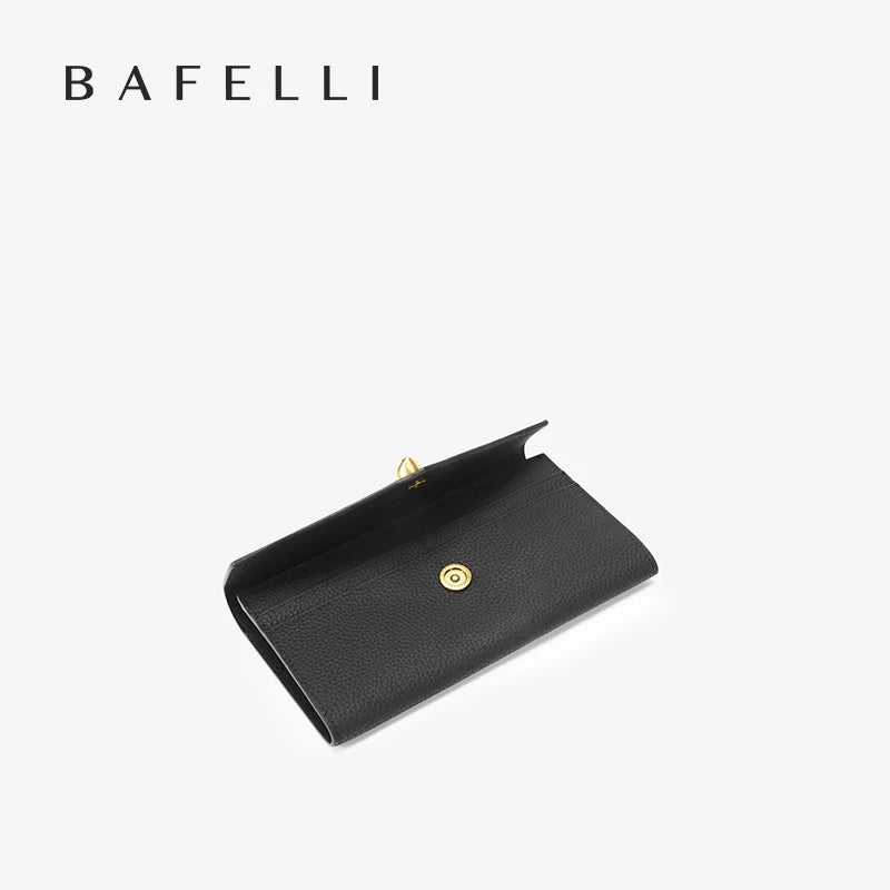 BAFELLI Designer Cat Head Genuine Leather Long Wallet for Women with Multi-card Slots