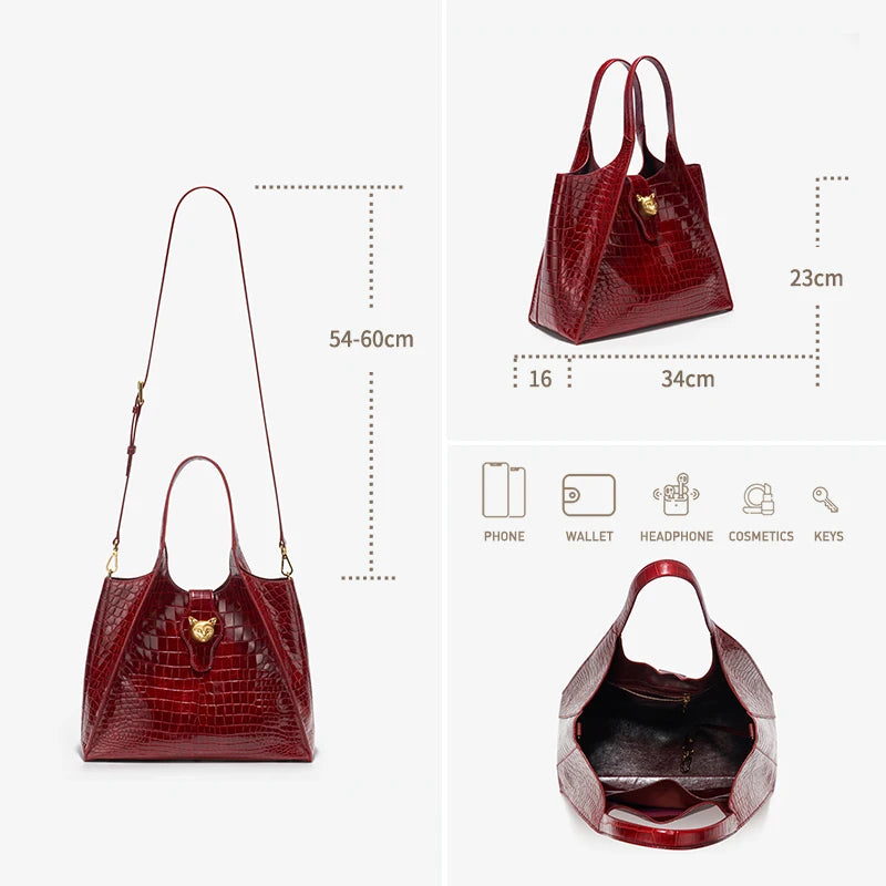 Crocodile Leather Large Messenger Bag 2026