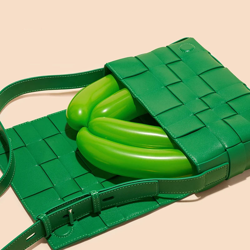 BAFELLI Woven Leather Box Crossbody Bag