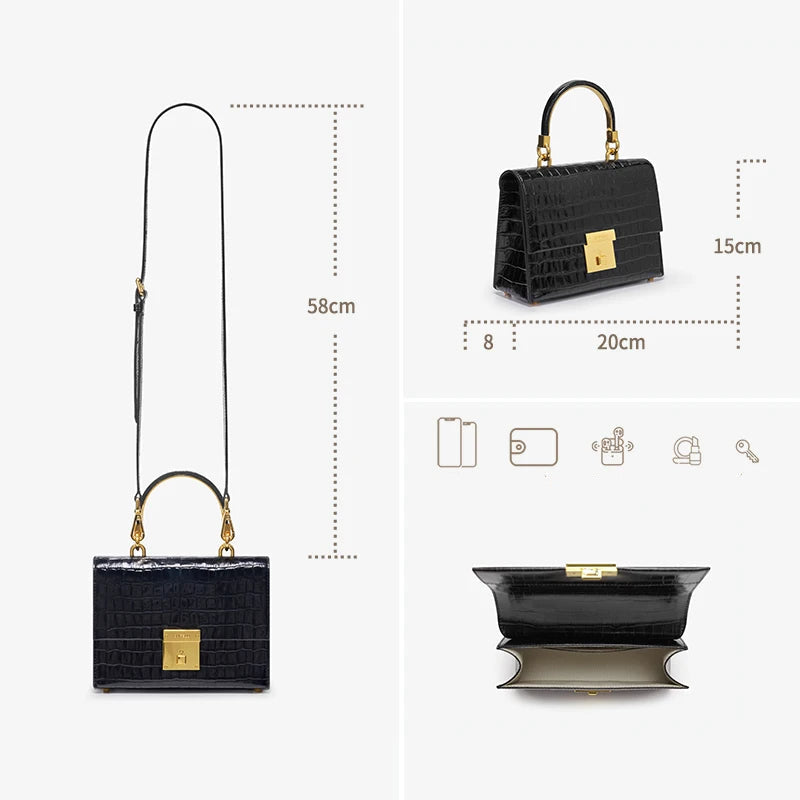 BAFELLI 2026 Crocodile Grain Leather Crossbody Bag