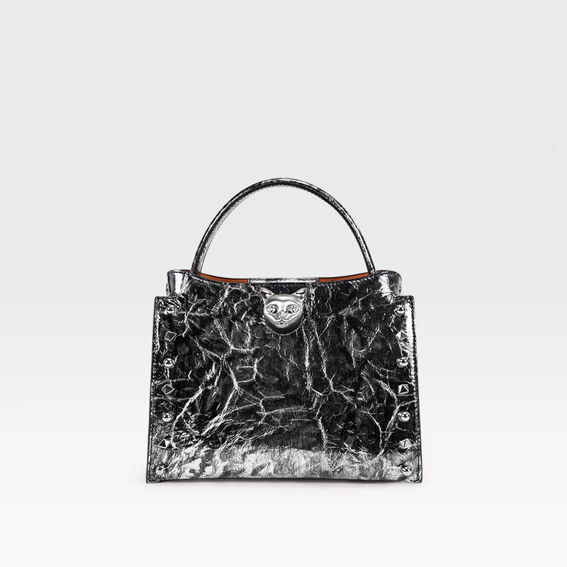 Top Grain Cowhide Leather Rivet Crossbody Bag