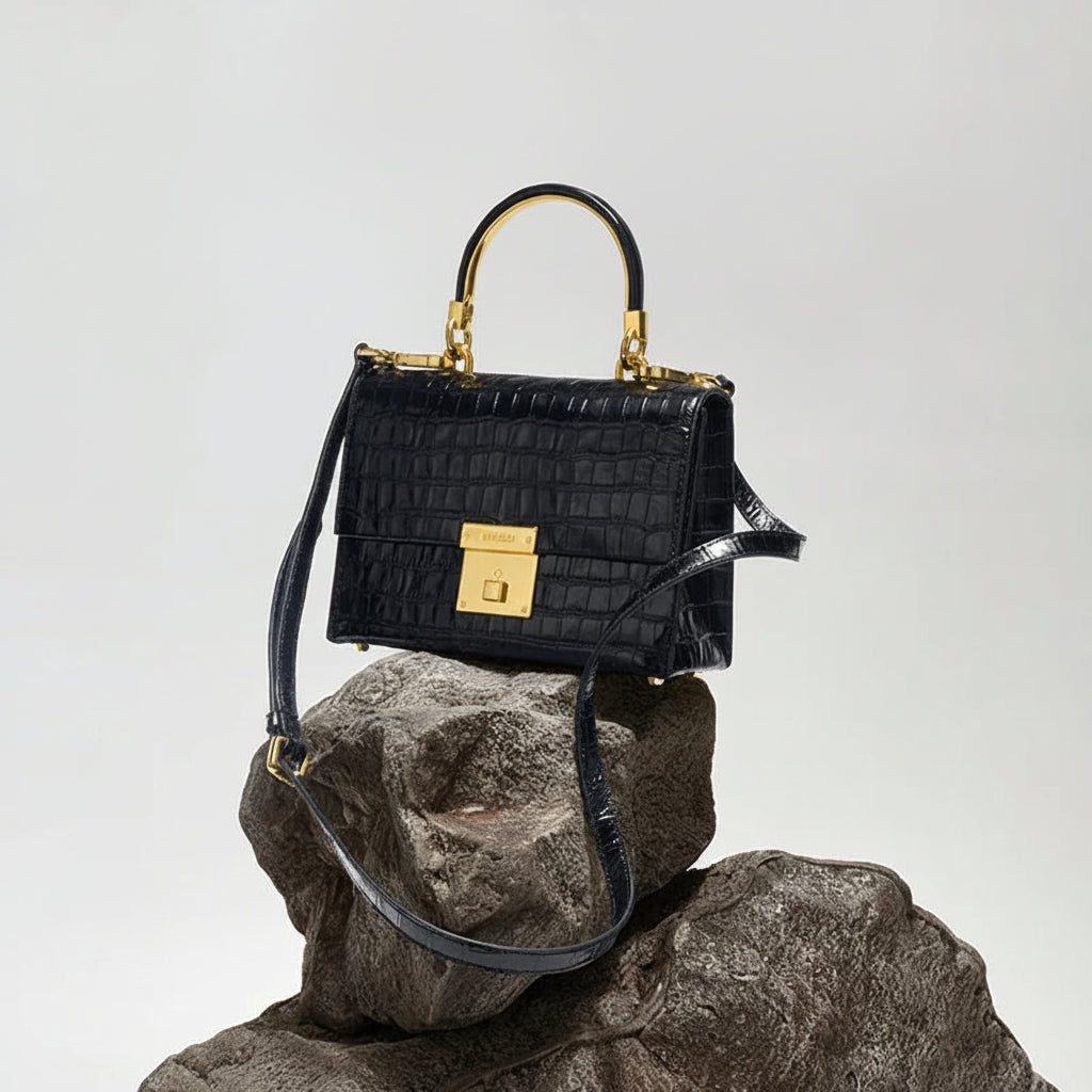 BAFELLI 2026 Crocodile Grain Leather Crossbody Bag