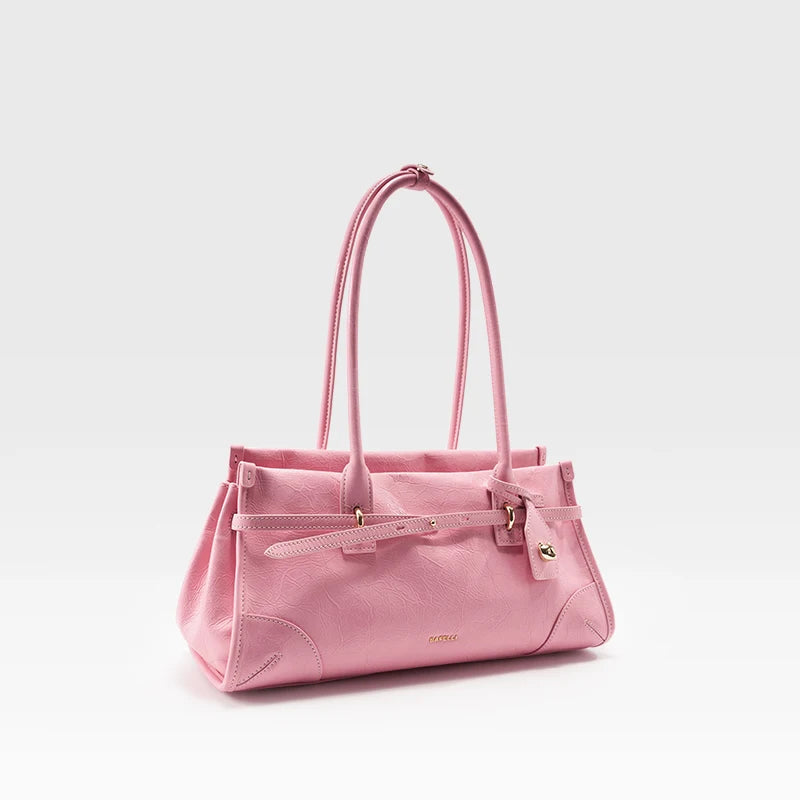 BAFELLI Pink Saffiano Leather Crossbody Bag