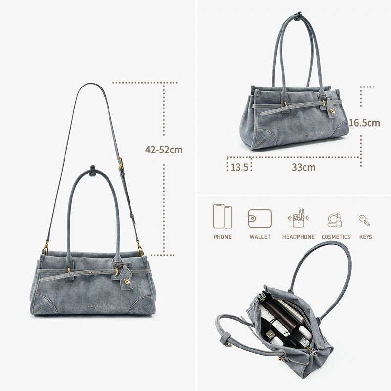 BAFELLI SS26 Denim Leather Boston Bag