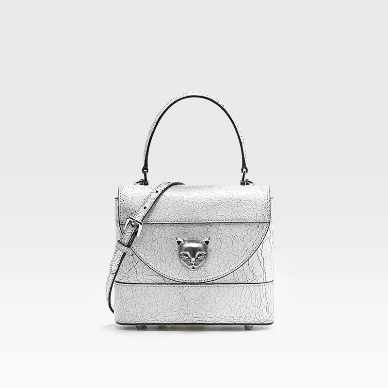 BAFELLI Cat Head Cracked Leather Crossbody Bag