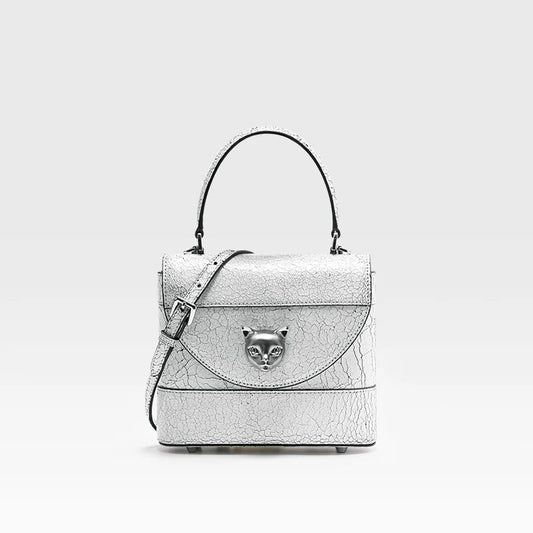 BAFELLI Cat Head Cracked Leather Crossbody Bag