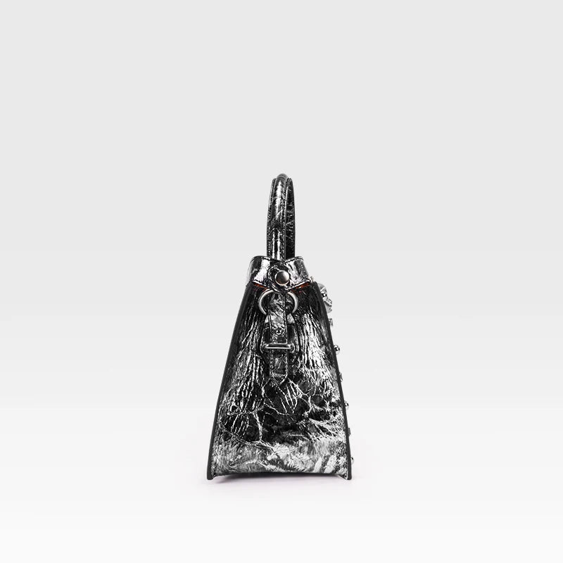 Top Grain Cowhide Leather Rivet Crossbody Bag