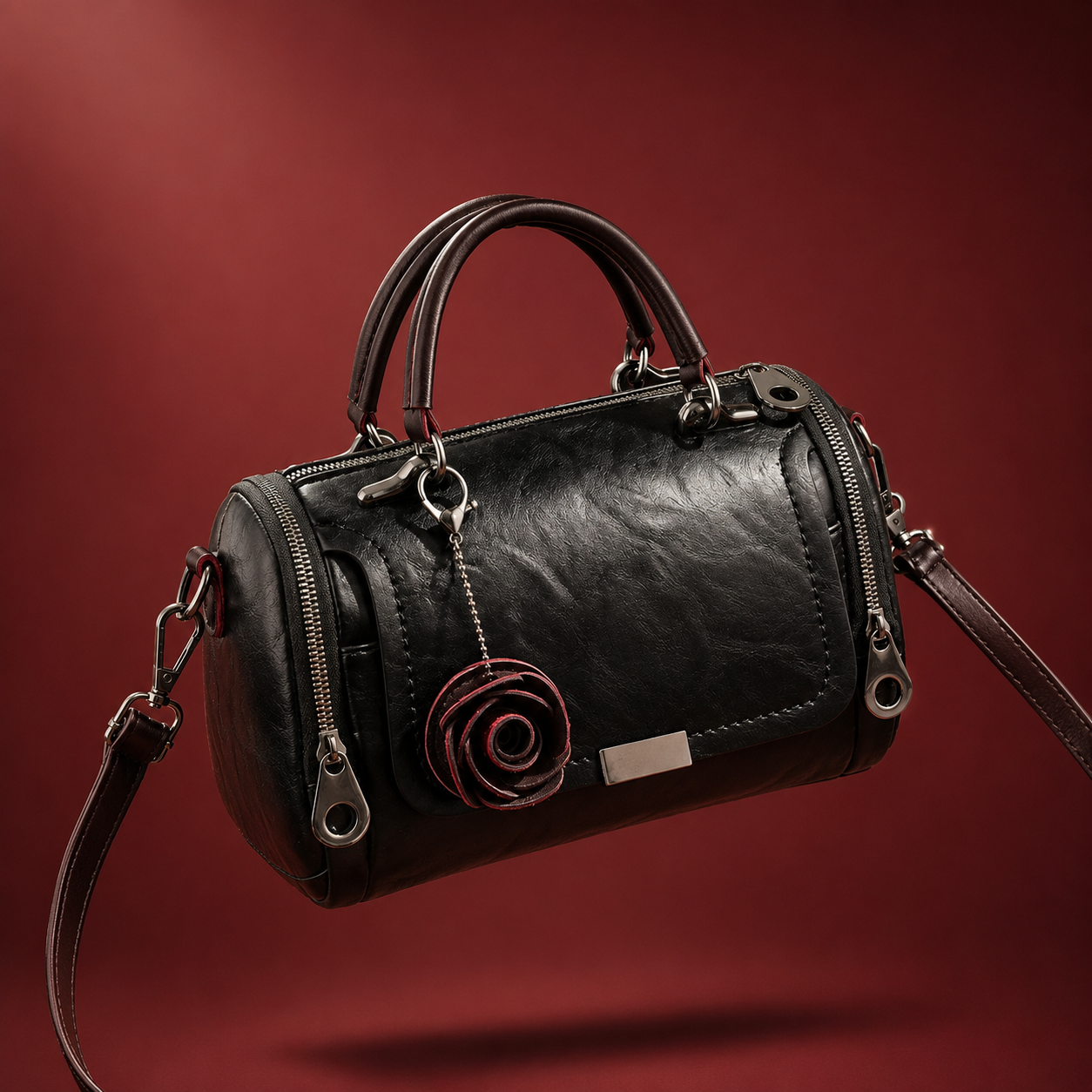 Flower Charm Boston Handbag