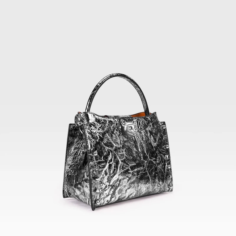 Top Grain Cowhide Leather Rivet Crossbody Bag