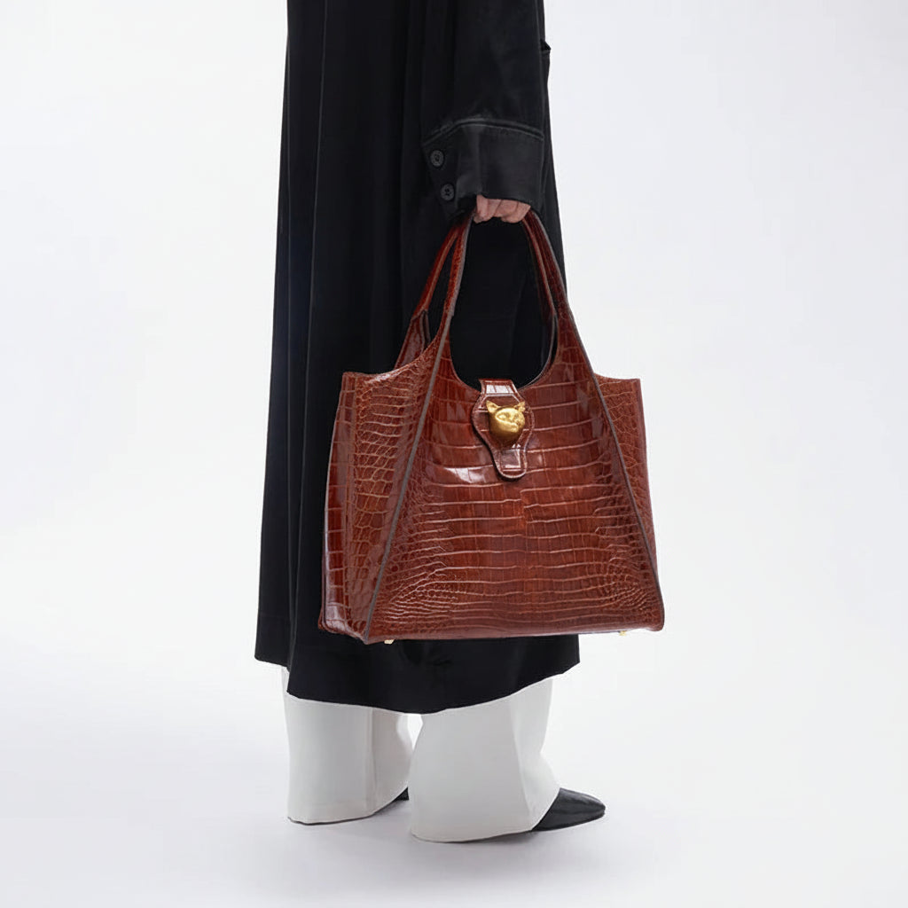 Crocodile Leather Large Messenger Bag 2026