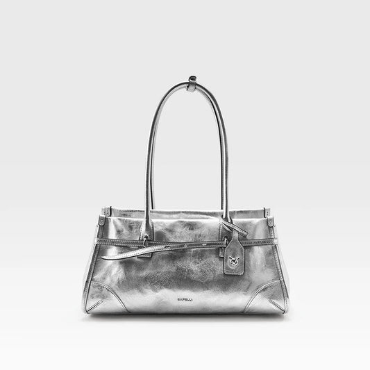 Silver Leather Moto Crossbody