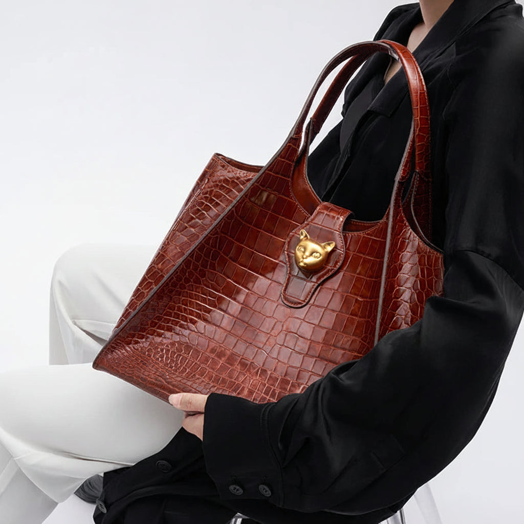 Crocodile Leather Large Messenger Bag 2026